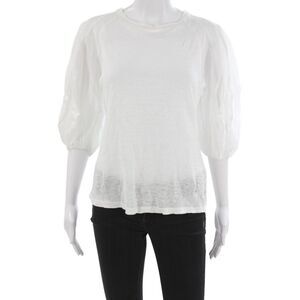 Zimmermann Womens Basic White Linen 3/4 Sleeve Blouse Designer Size 0